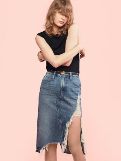 Deconstructed Fray Hem Skirt in Salem