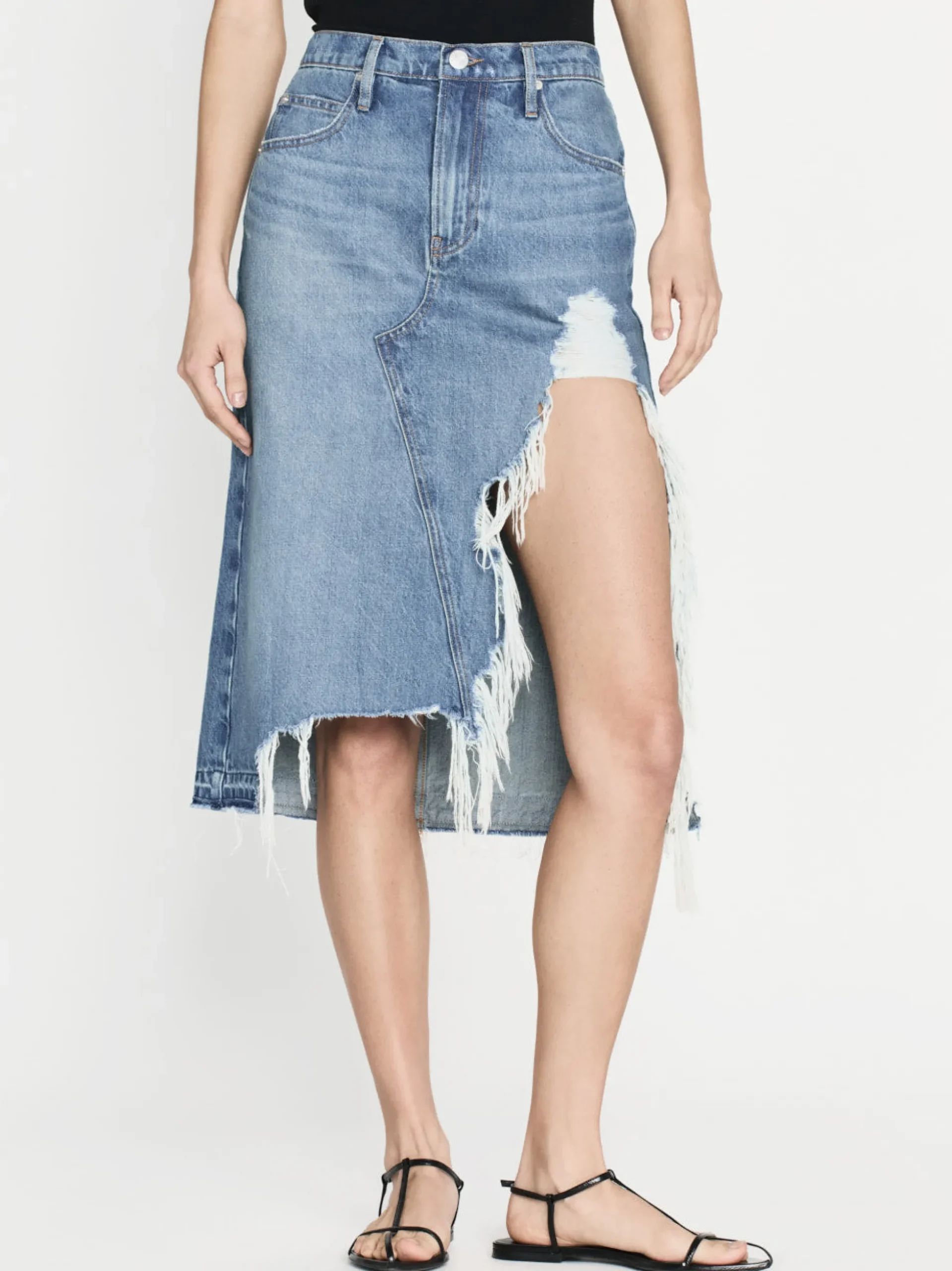 Deconstructed Fray Hem Skirt in Salem
