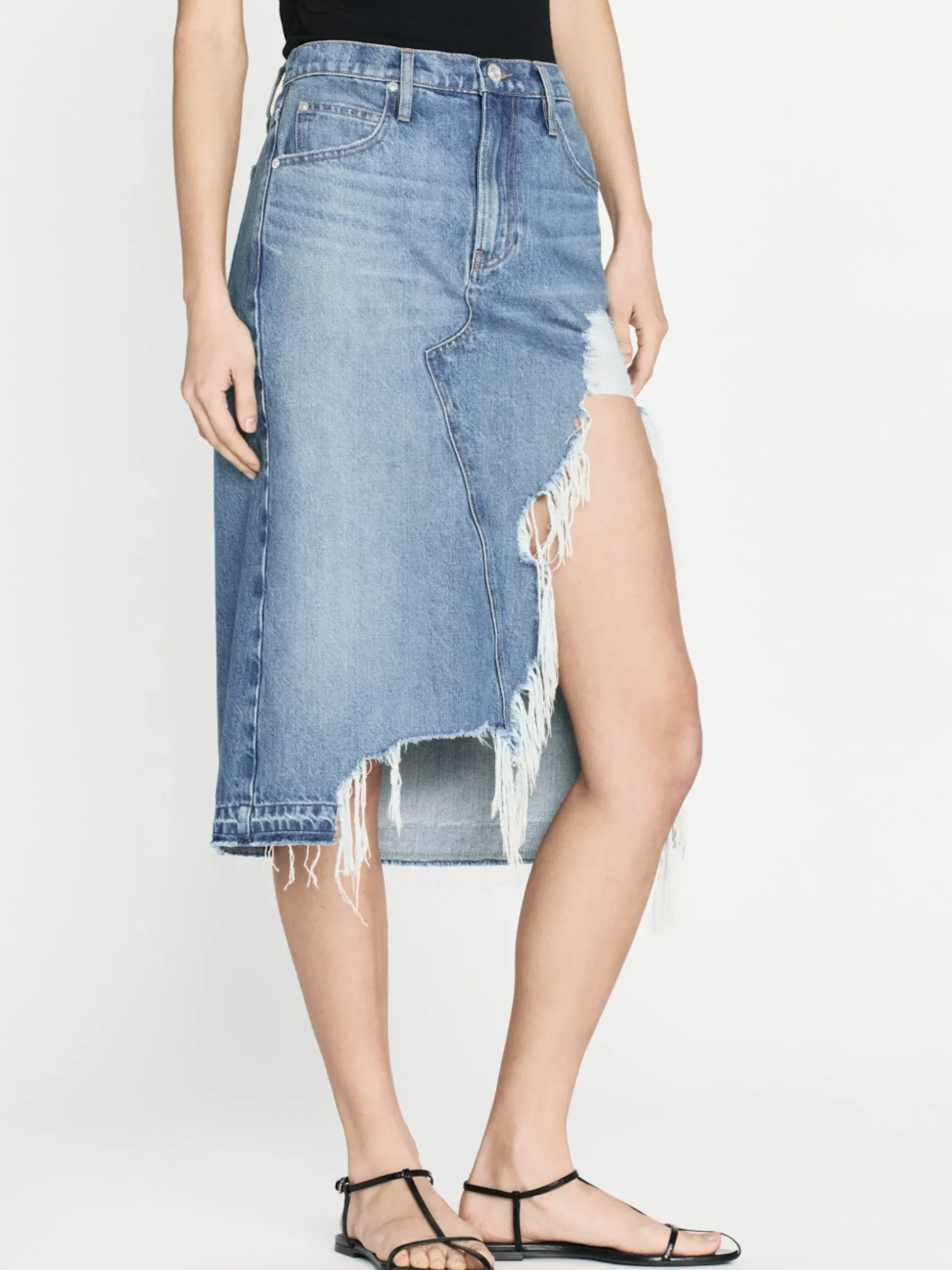 Deconstructed Fray Hem Skirt in Salem