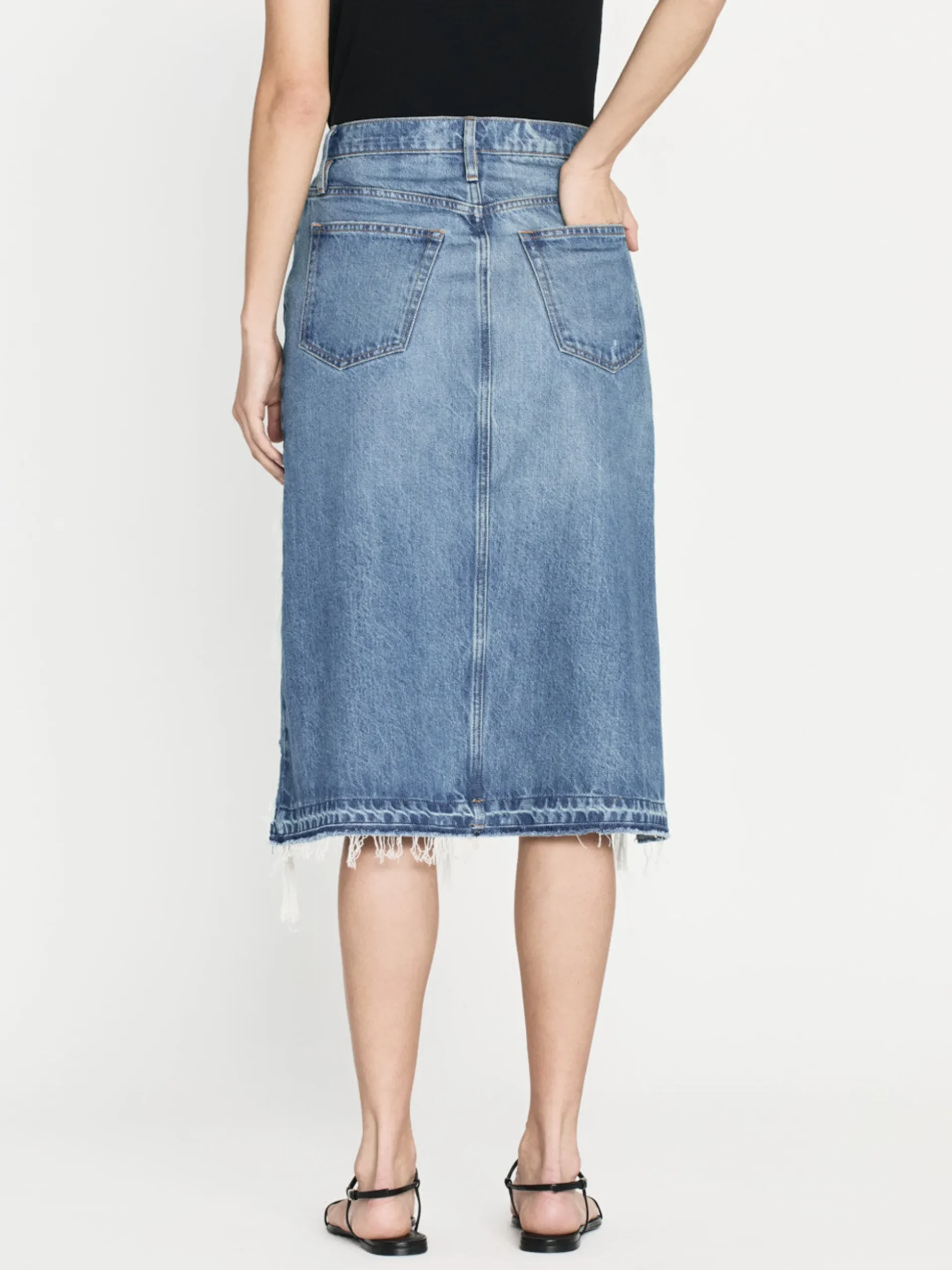 Deconstructed Fray Hem Skirt in Salem