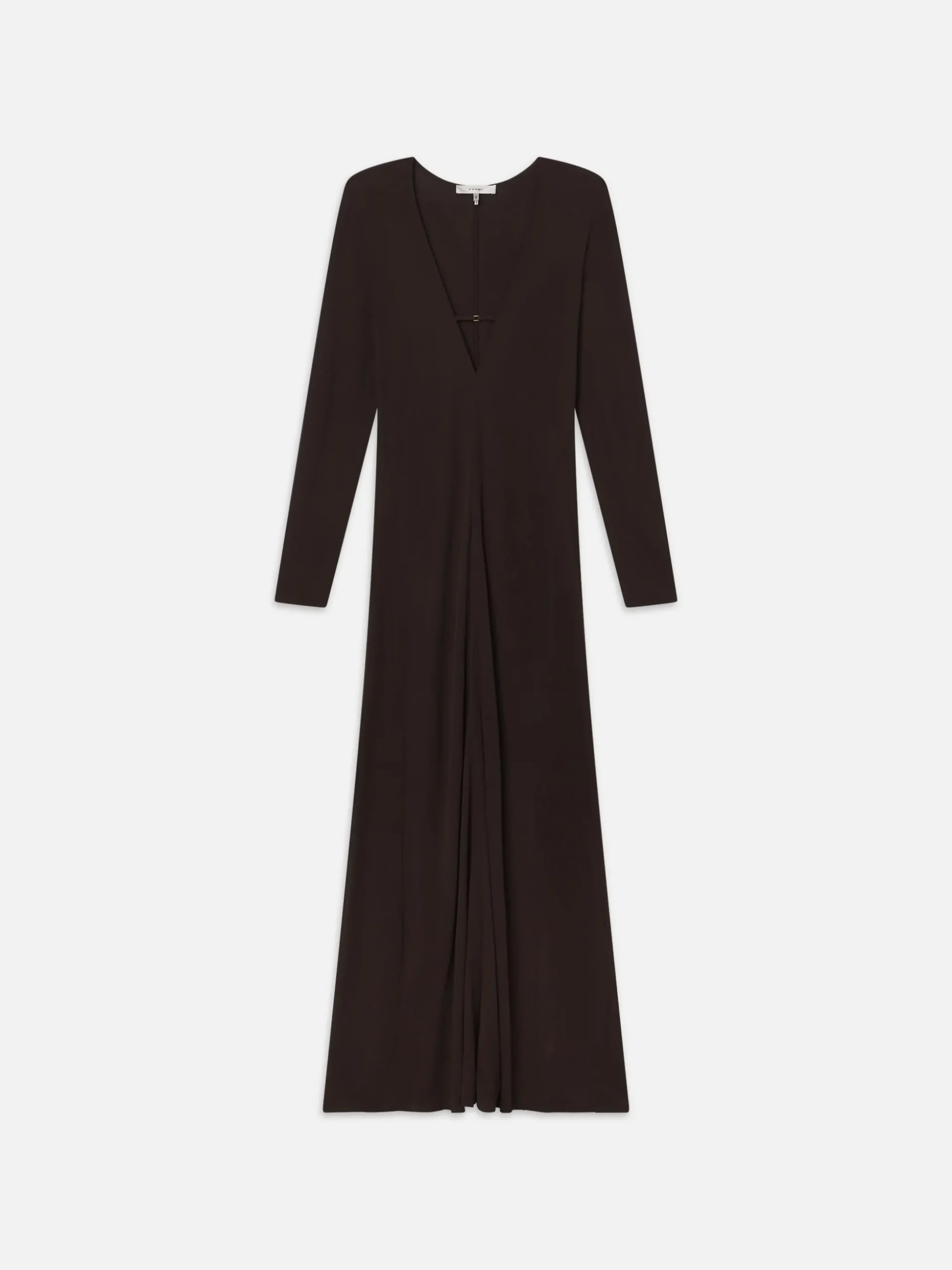 Deep V Jersey Dress in Chocolate Brown