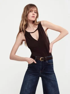 Deep V Tank in Chocolate Brown