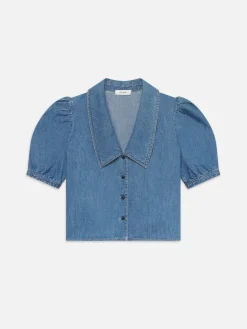 Denim Sailor Blouse in Starlet
