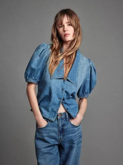 Denim Sailor Blouse in Starlet