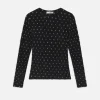 Dotted Stretch Mesh Top in Black Multi