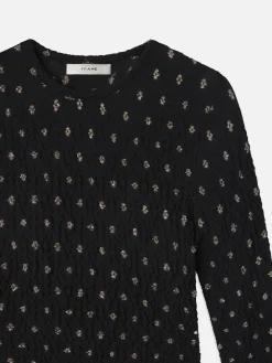 Dotted Stretch Mesh Top in Black Multi