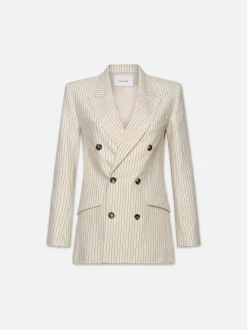 Double Breasted Blazer in Cream Multi