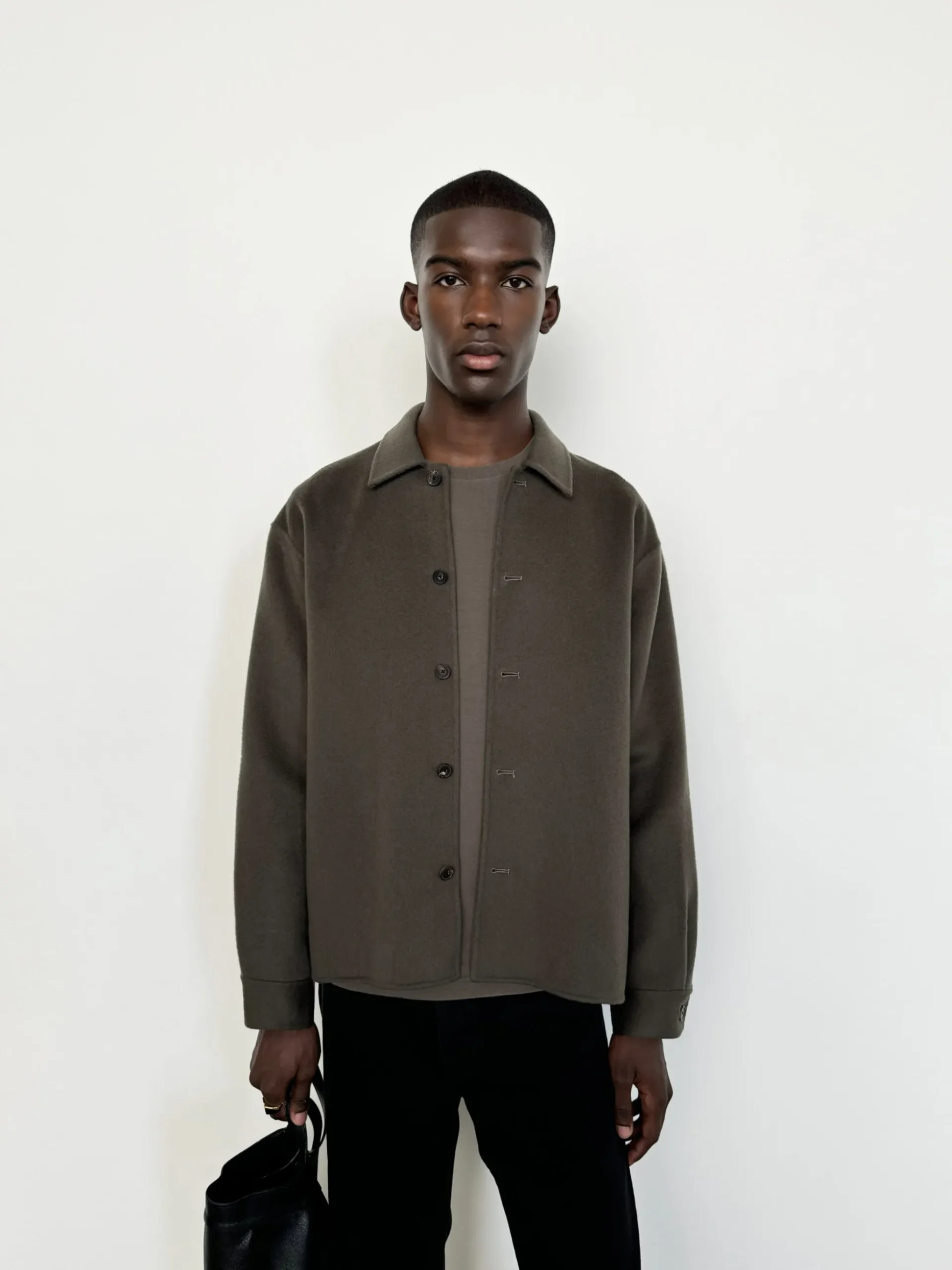 Double Face Shirt Jacket in Dark Taupe