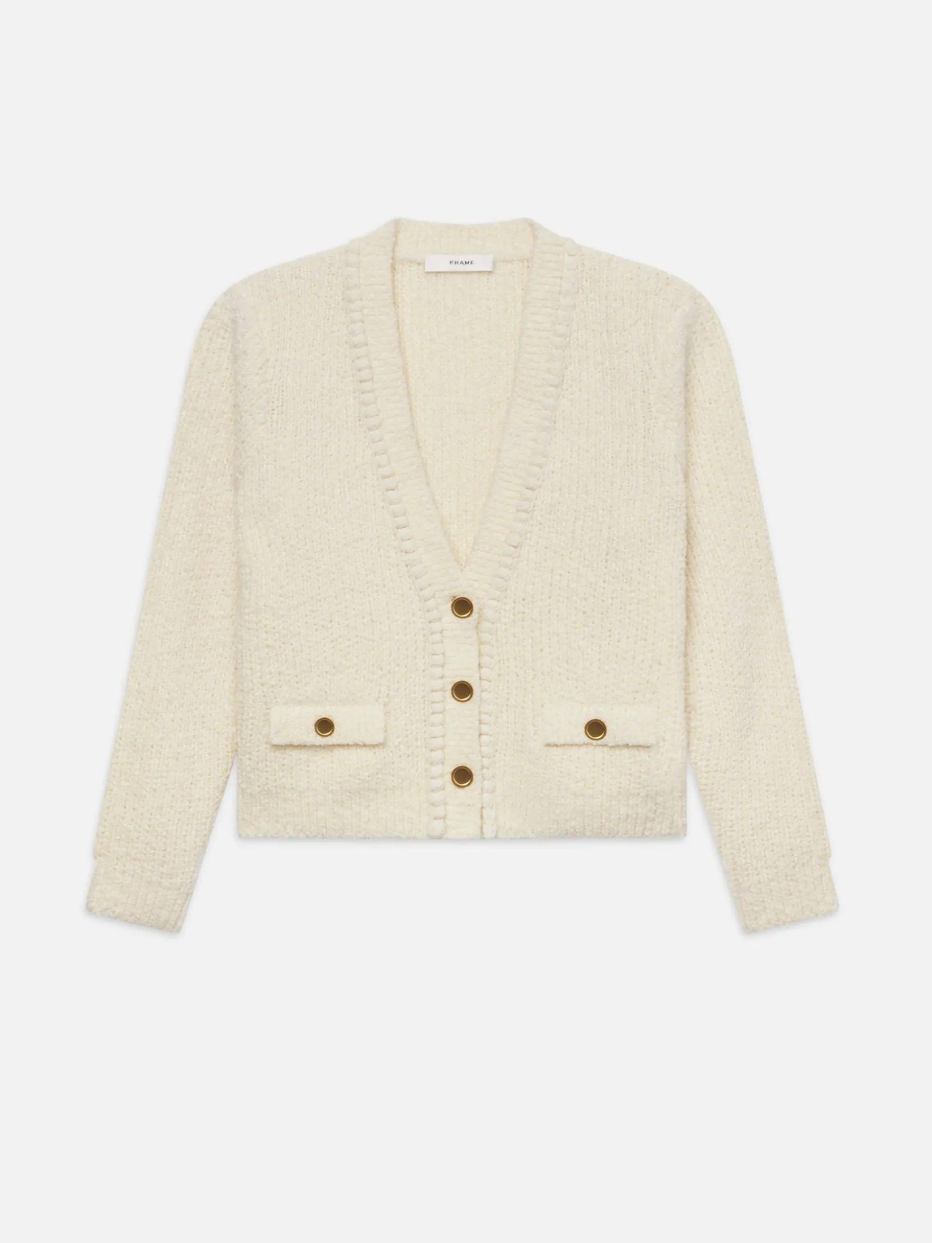 Double Pocket Cropped Cardi in Cream