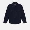 Double Pocket Wool Blend Shirt in Dark Navy