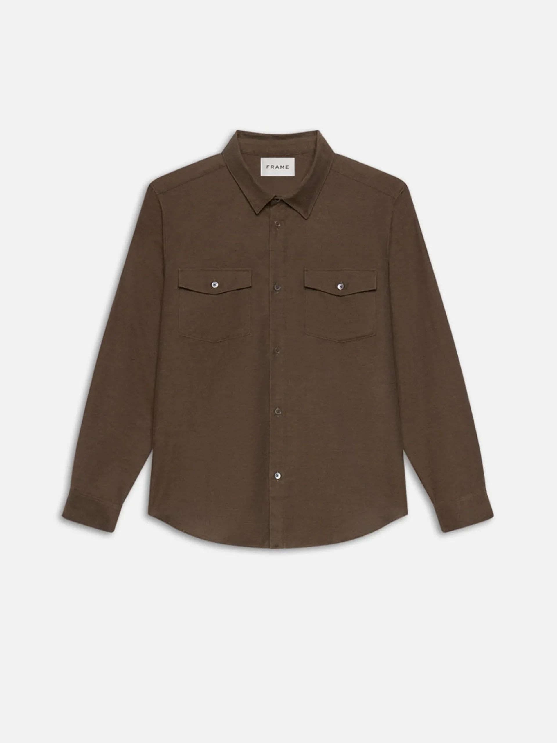 Double Pocket Wool Blend Shirt in Soft Mocha