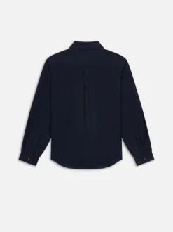 Double Pocket Wool Blend Shirt in Dark Navy