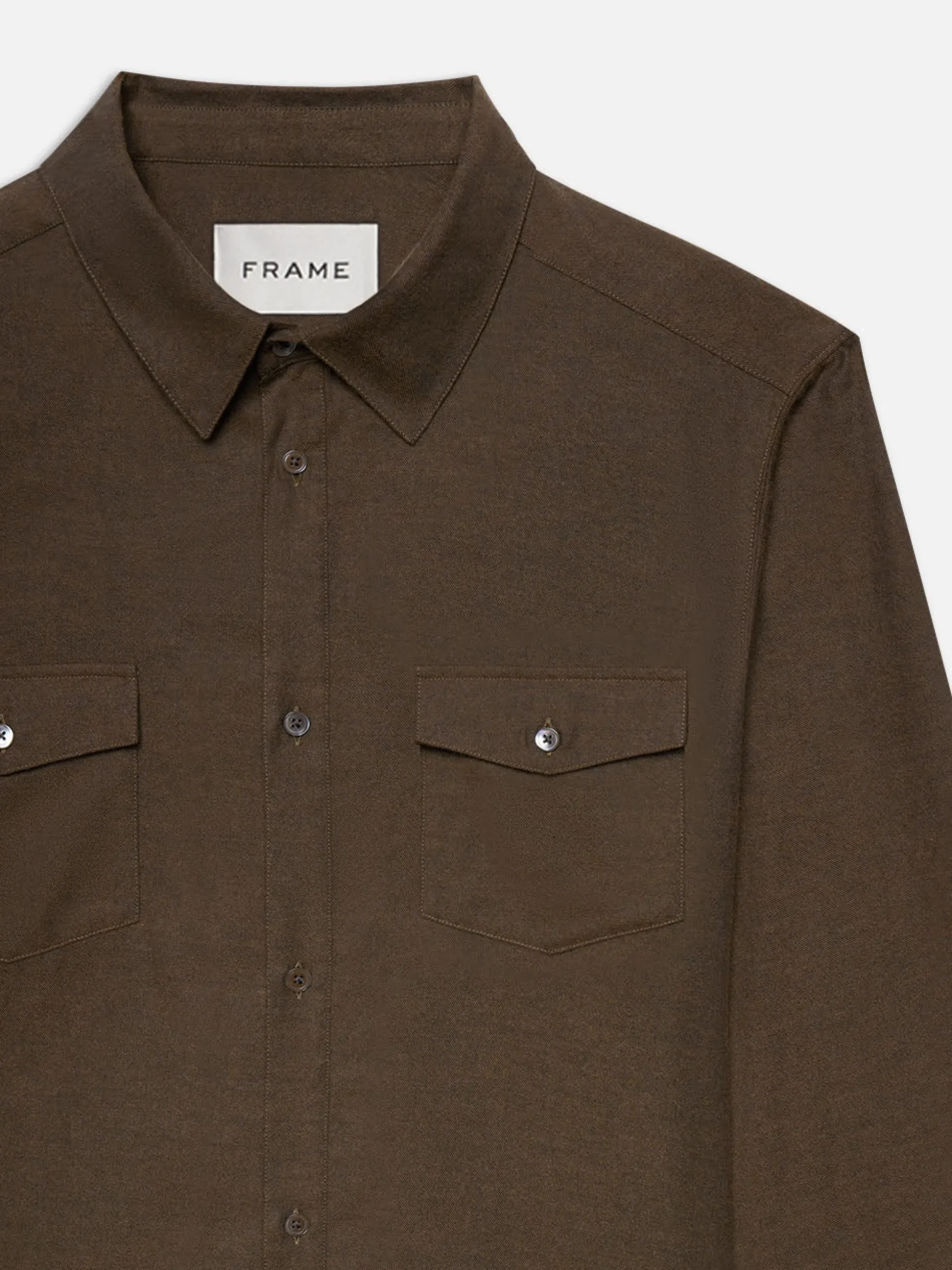 Double Pocket Wool Blend Shirt in Soft Mocha