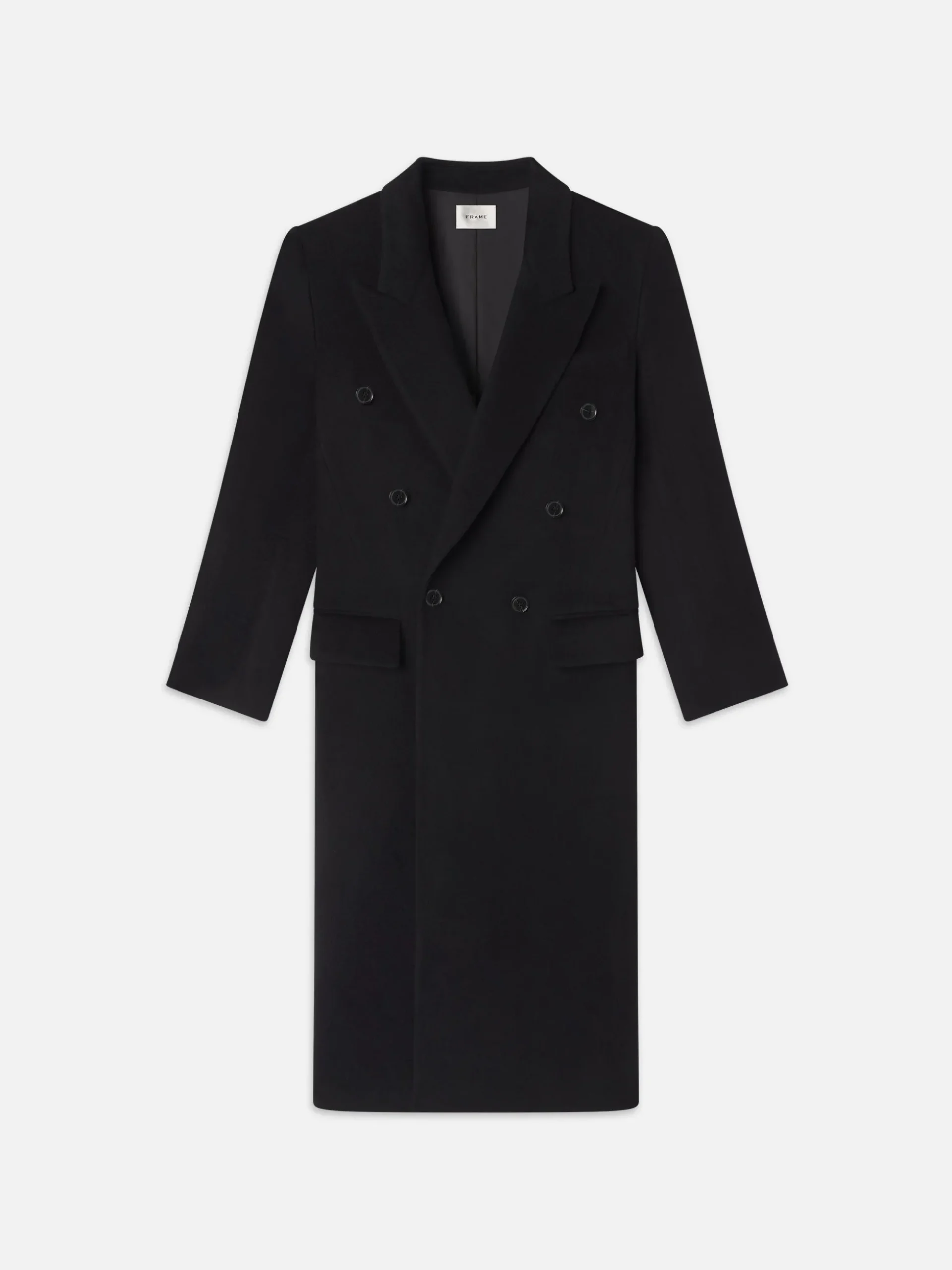 Double-Breasted Tailored Coat in Black