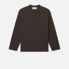 Duo Fold Long Sleeve Crew in Dark Taupe