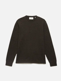 Duo Fold Long Sleeve Crew in Heather Espresso