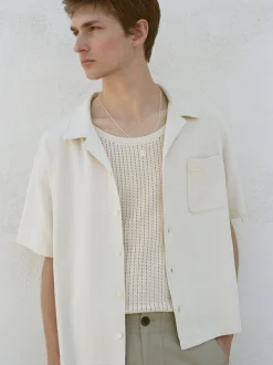 Duo Fold Relaxed Short Sleeve Shirt in White Sand