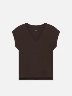 Easy V-Neck Tee in Chocolate Brown