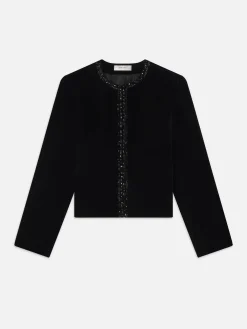 Embellished Velvet Jacket in Black