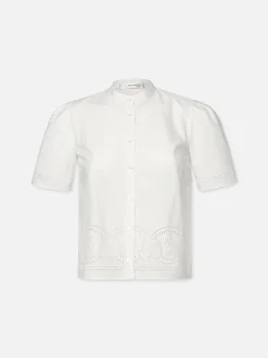 Embroidered Short Sleeve Shirt in White