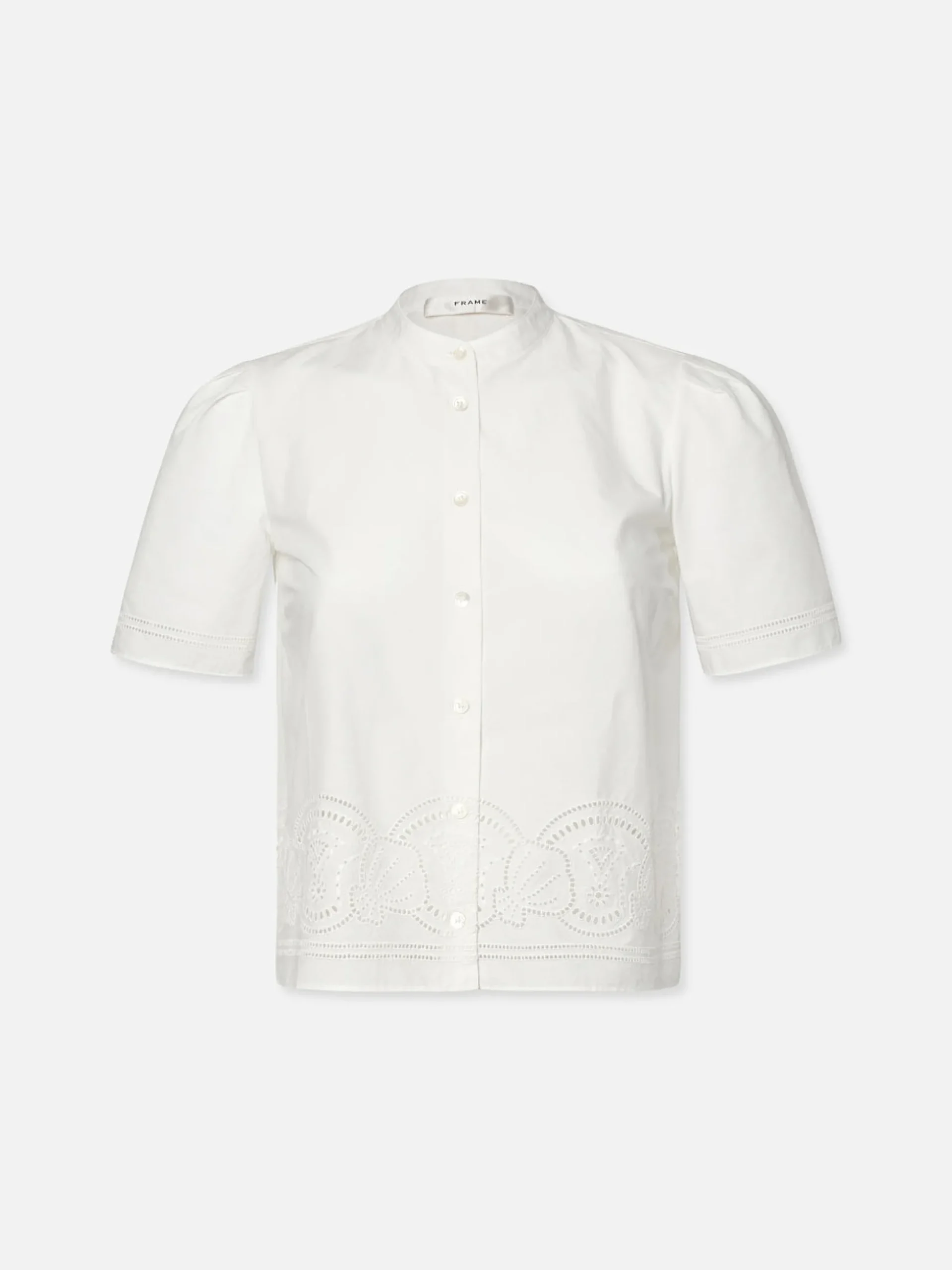 Embroidered Short Sleeve Shirt in White