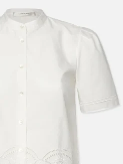 Embroidered Short Sleeve Shirt in White