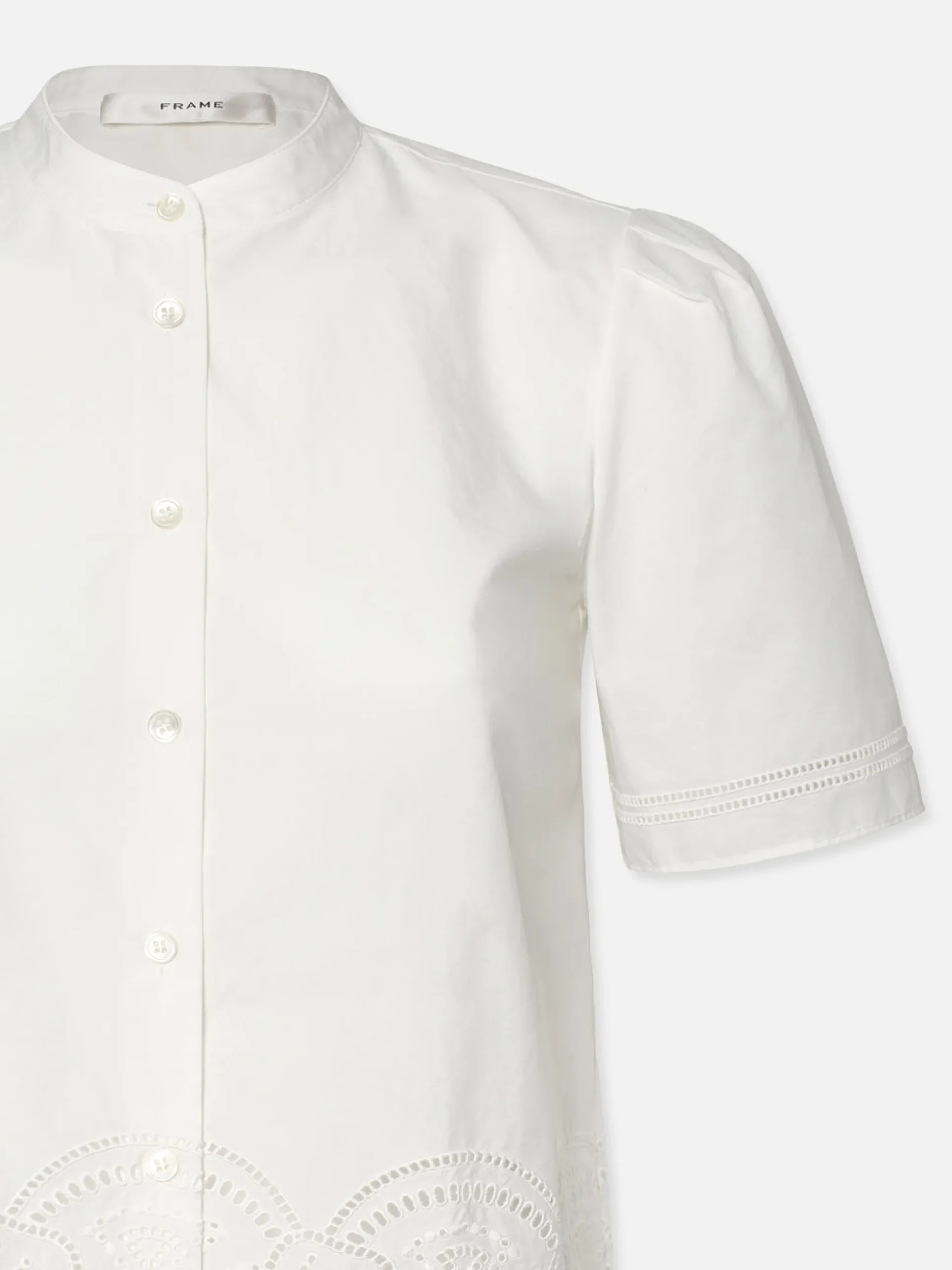 Embroidered Short Sleeve Shirt in White