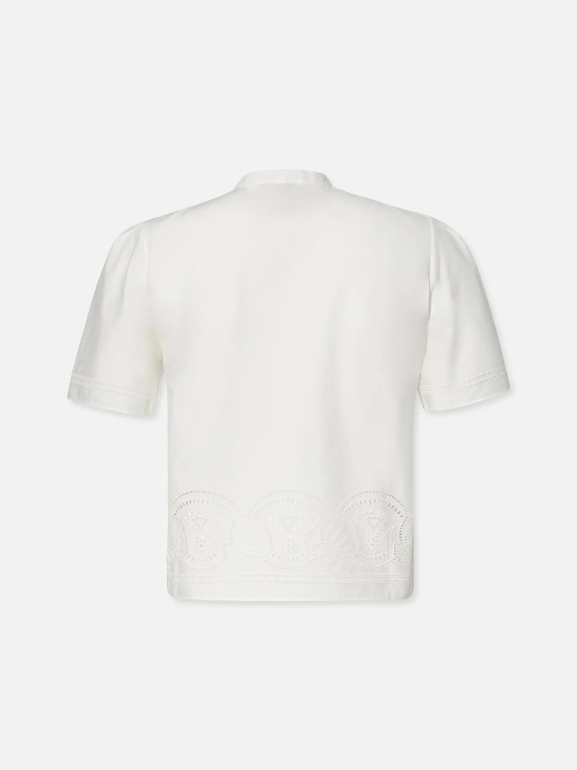 Embroidered Short Sleeve Shirt in White