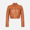Fitted Leather Moto Jacket in Light Whiskey