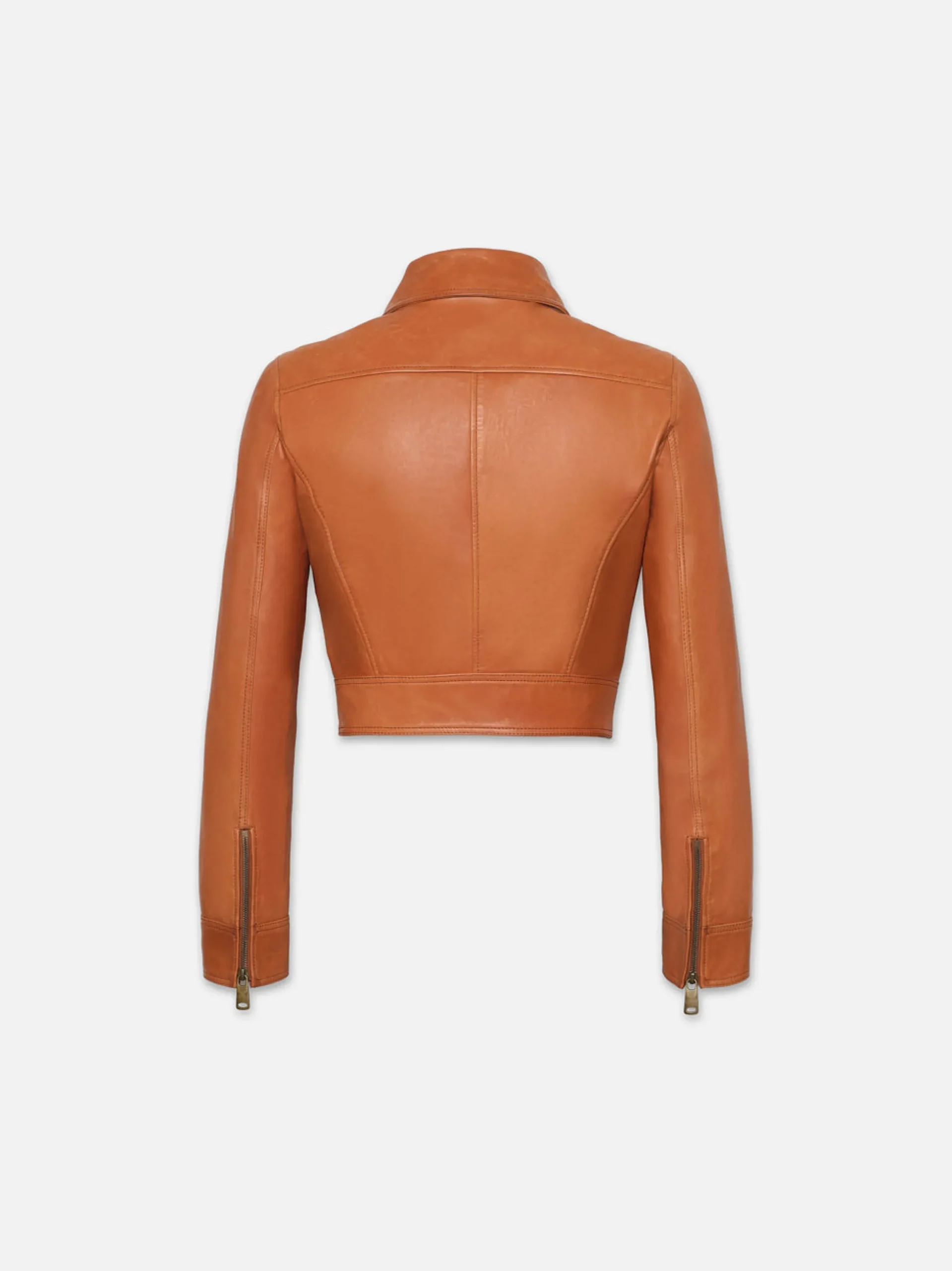Fitted Leather Moto Jacket in Light Whiskey