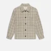 Flannel Overshirt Jacket in Off White Plaid
