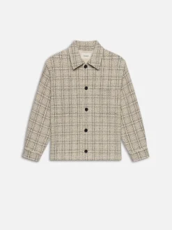 Flannel Overshirt Jacket in Off White Plaid