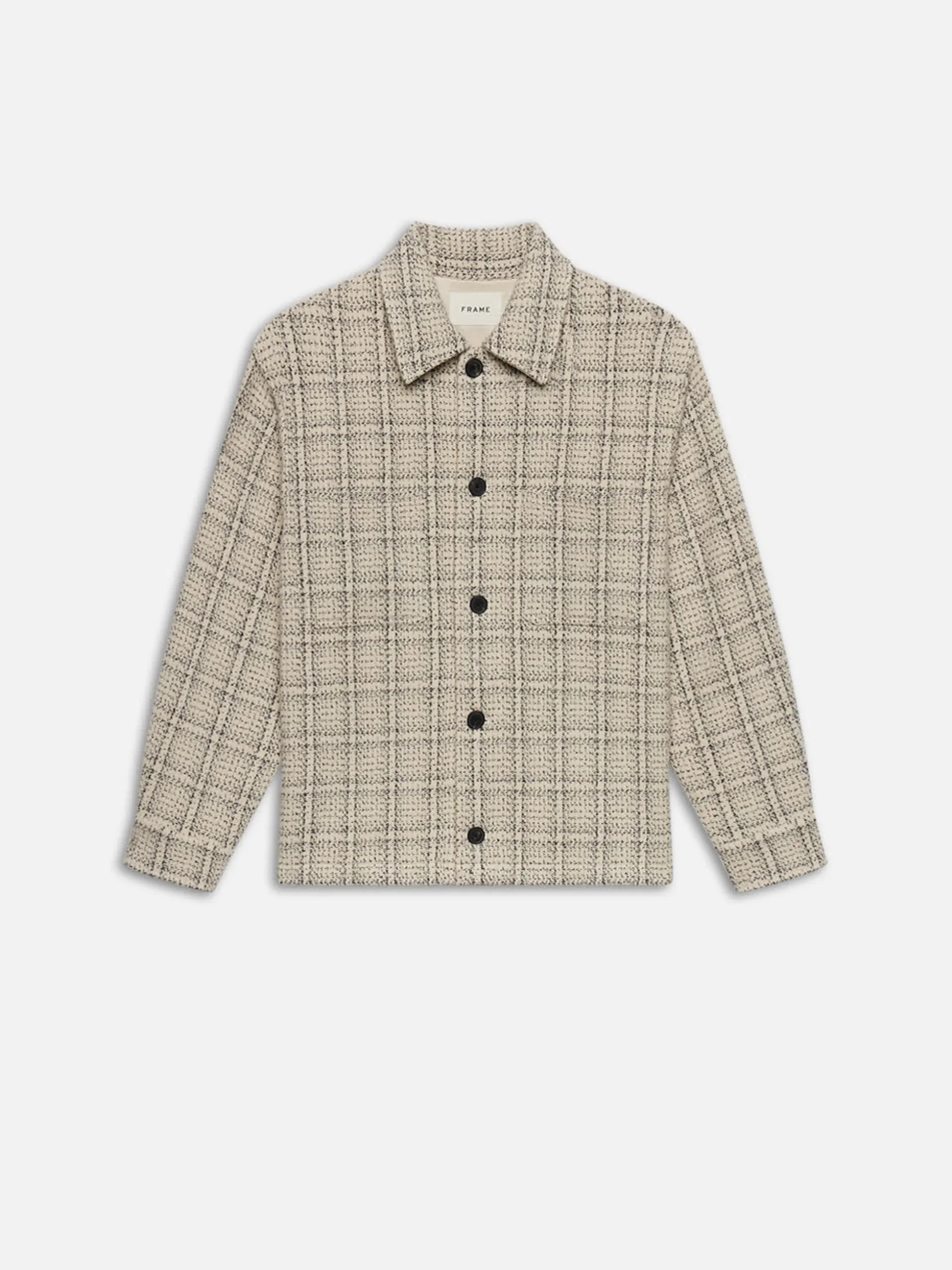 Flannel Overshirt Jacket in Off White Plaid