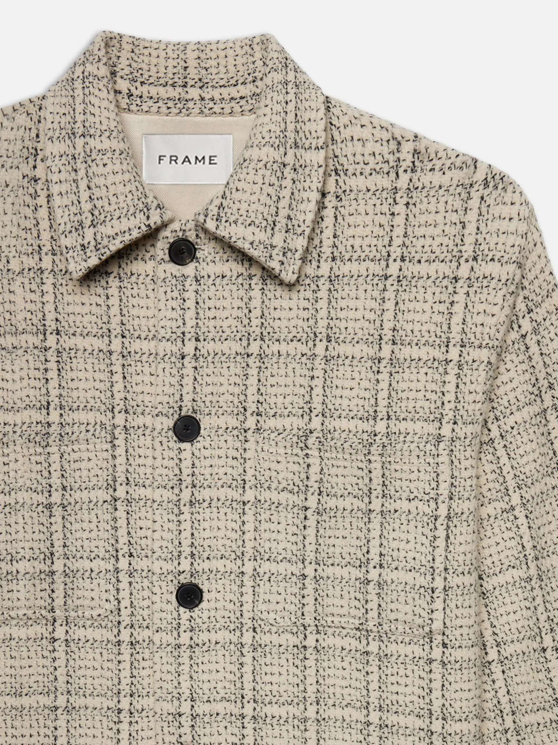 Flannel Overshirt Jacket in Off White Plaid