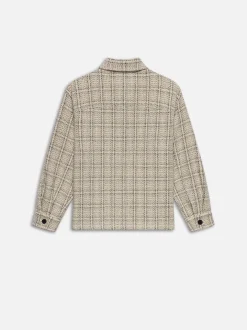 Flannel Overshirt Jacket in Off White Plaid