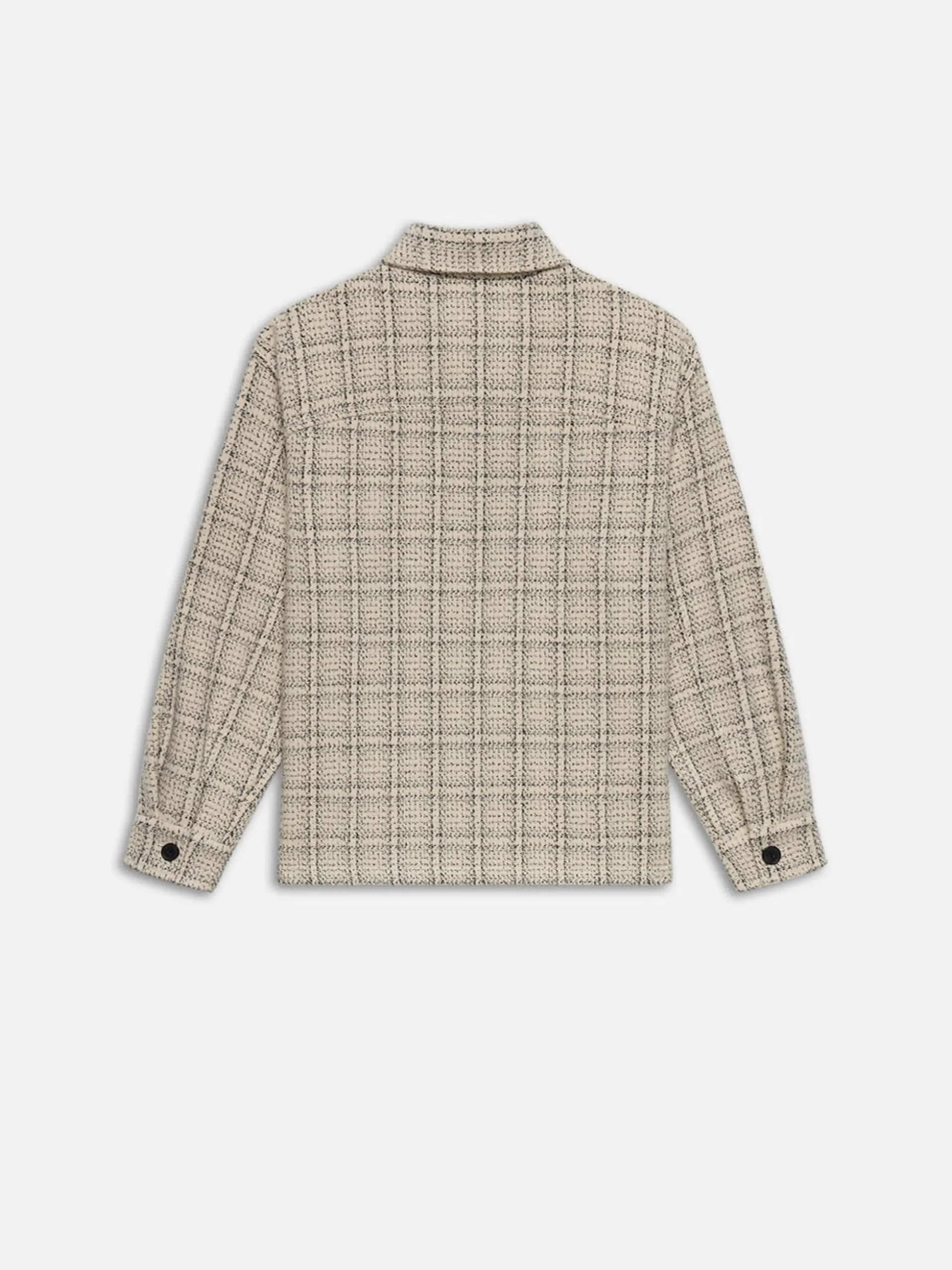 Flannel Overshirt Jacket in Off White Plaid