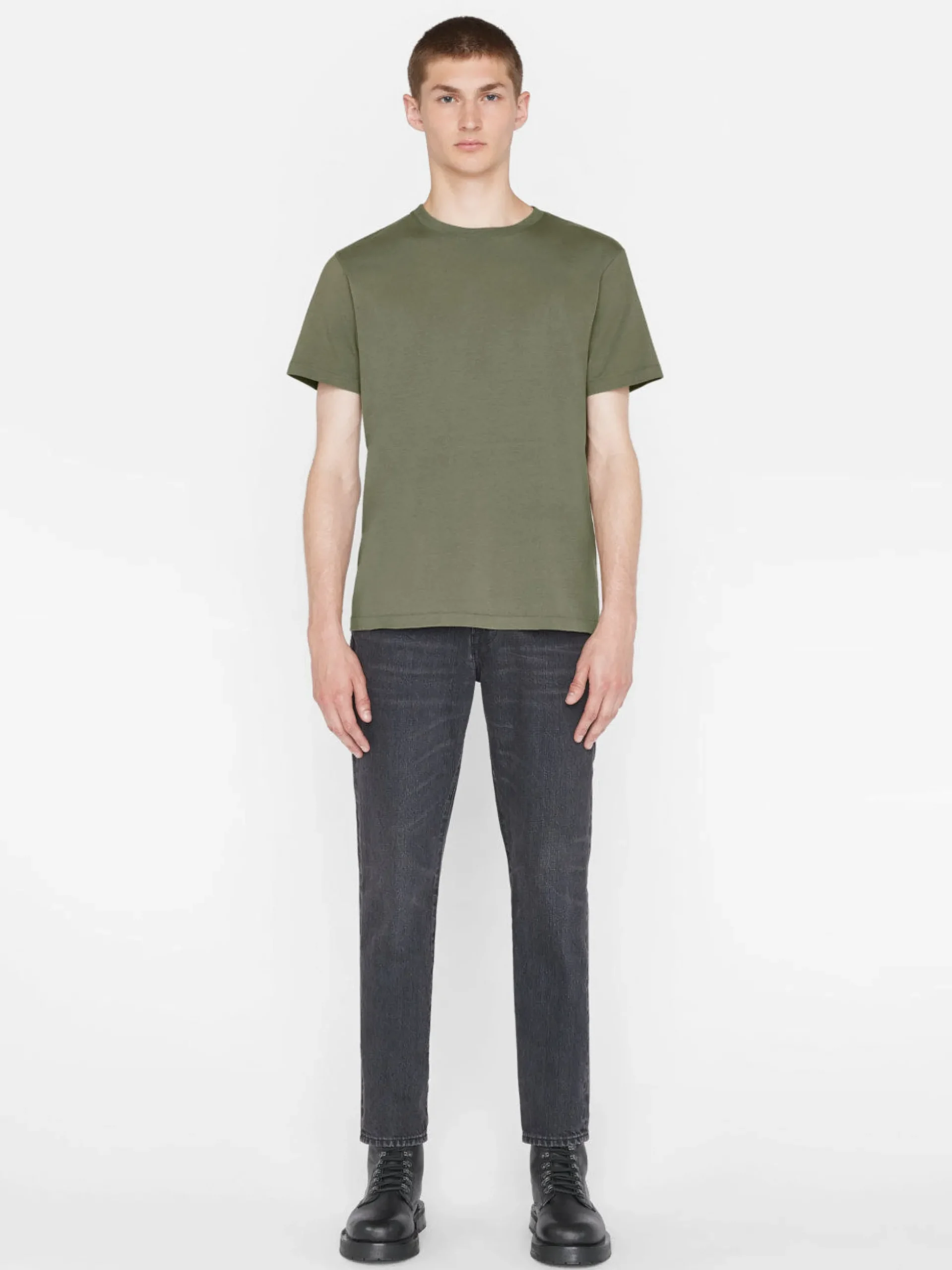 FRAME Logo Tee in Khaki Green