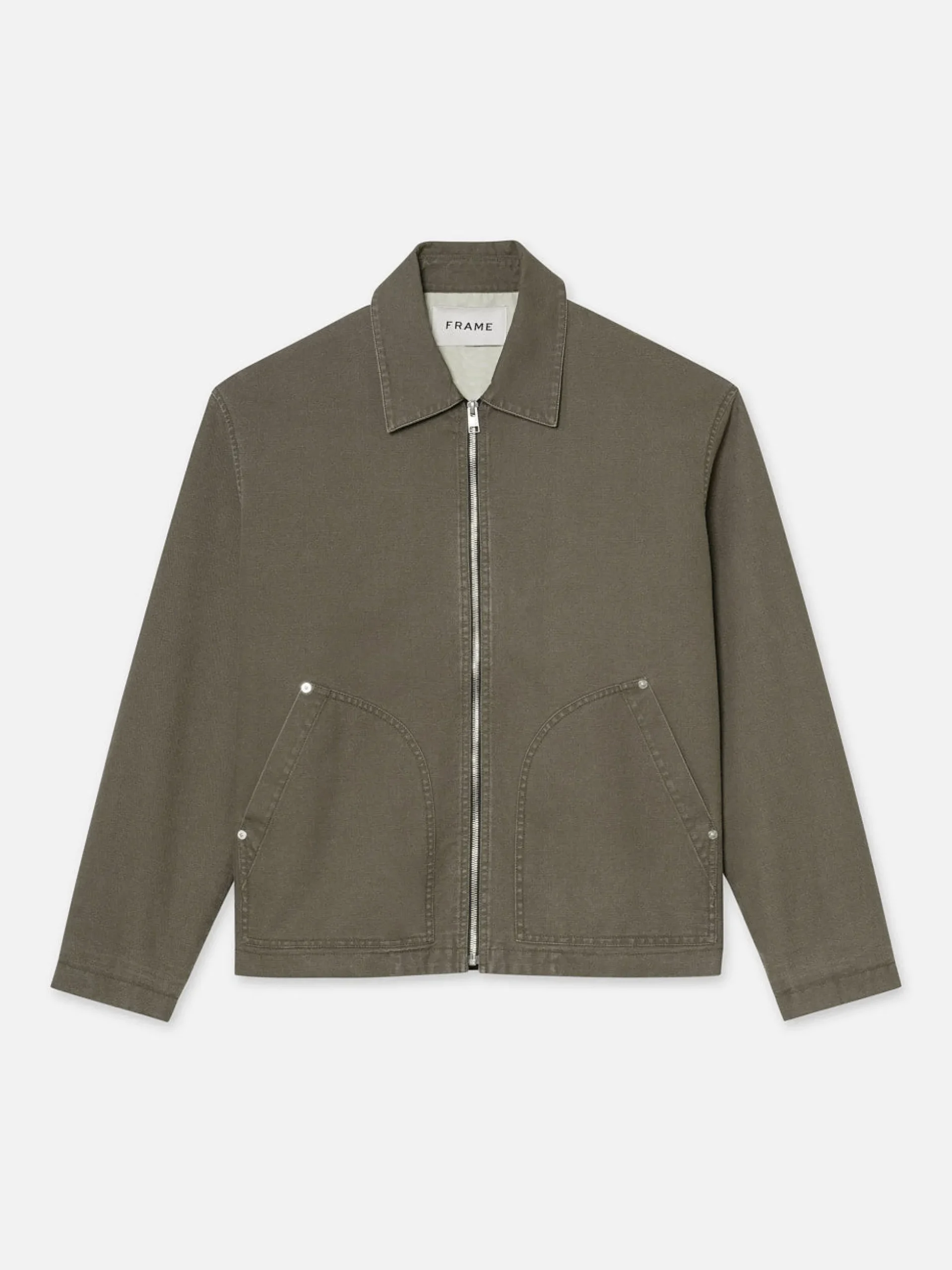 Garment Washed Trucker in Olive Green