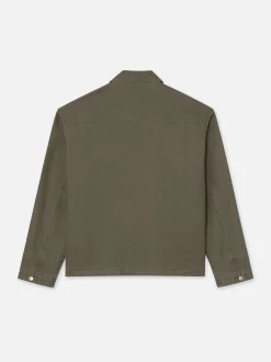 Garment Washed Trucker in Olive Green