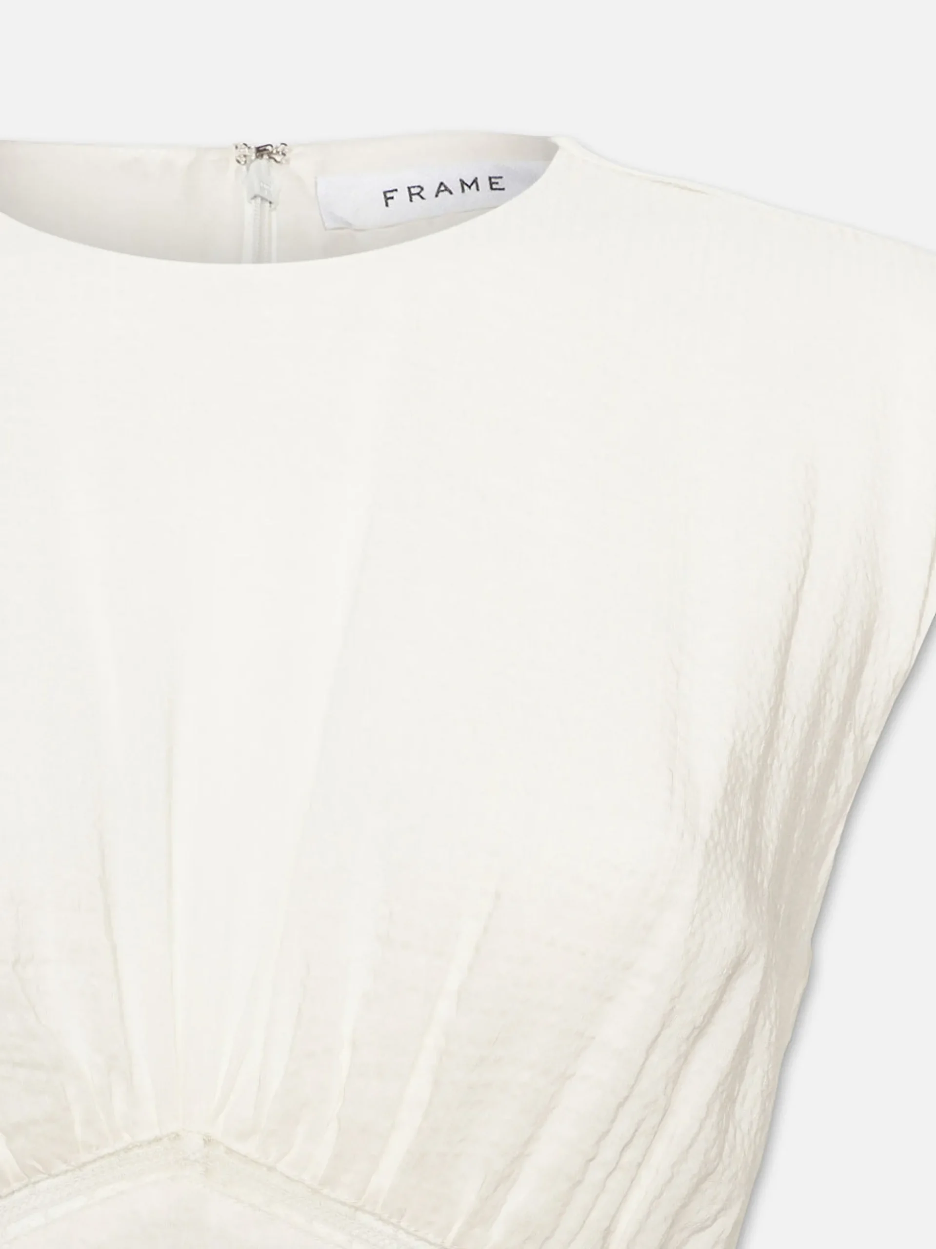Gathered Seam Lace Inset Dress in White