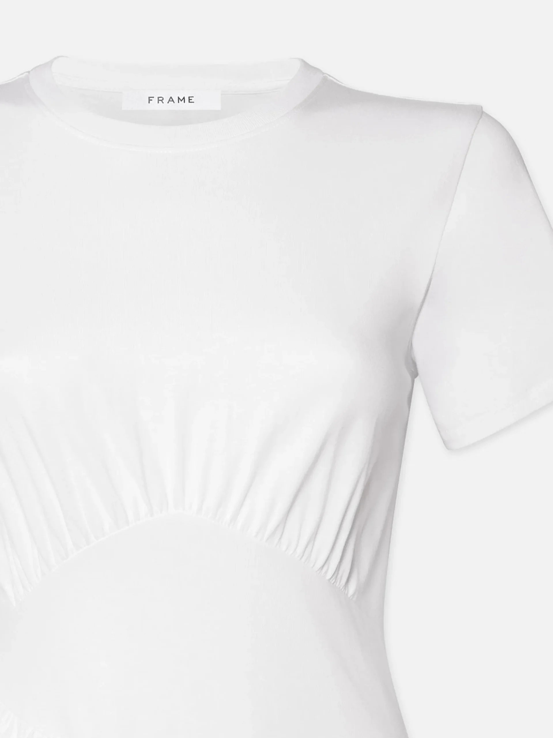 Gathered Seam Short Sleeve Dress in White
