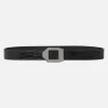 Geometric Buckle Belt in Black Croc