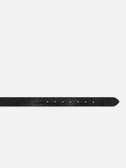 Geometric Buckle Belt in Black Croc