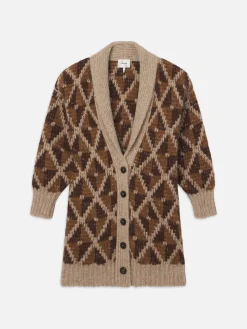 Grandfather Shawl Cardi in Cream Multi