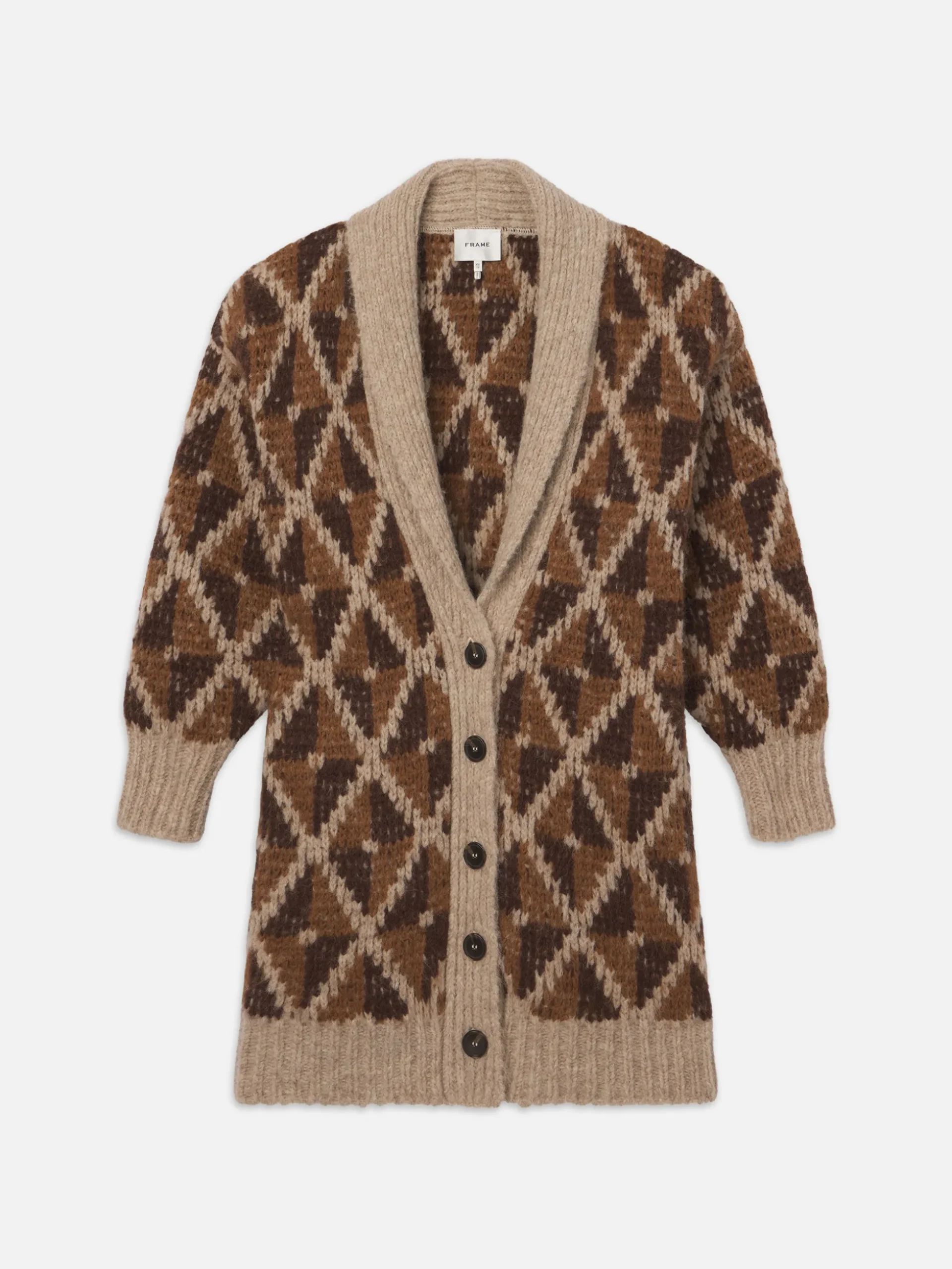 Grandfather Shawl Cardi in Cream Multi