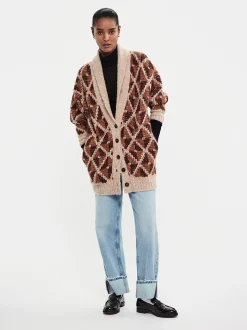 Grandfather Shawl Cardi in Cream Multi