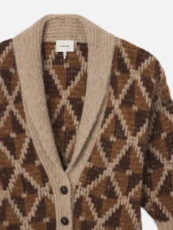 Grandfather Shawl Cardi in Cream Multi