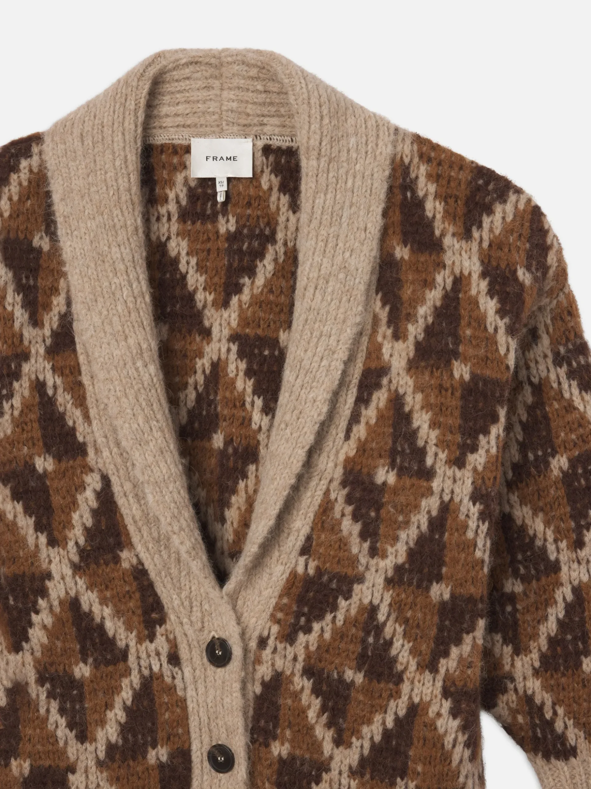 Grandfather Shawl Cardi in Cream Multi