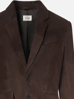Grandfather Suede Blazer in Chocolate Brown
