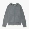 Heavyweight Cashmere Full Zip Hoodie in Warm Grey